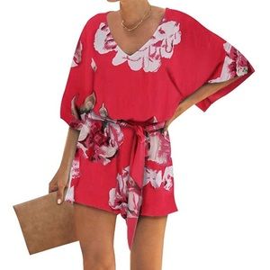 Bright red floral jumper